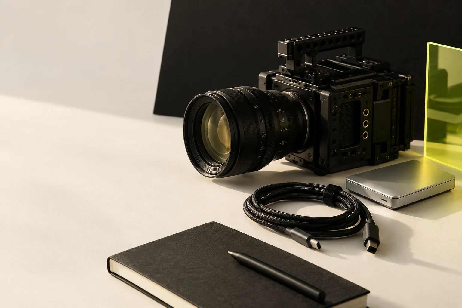Creative production equipment in the Rare Habit visual direction